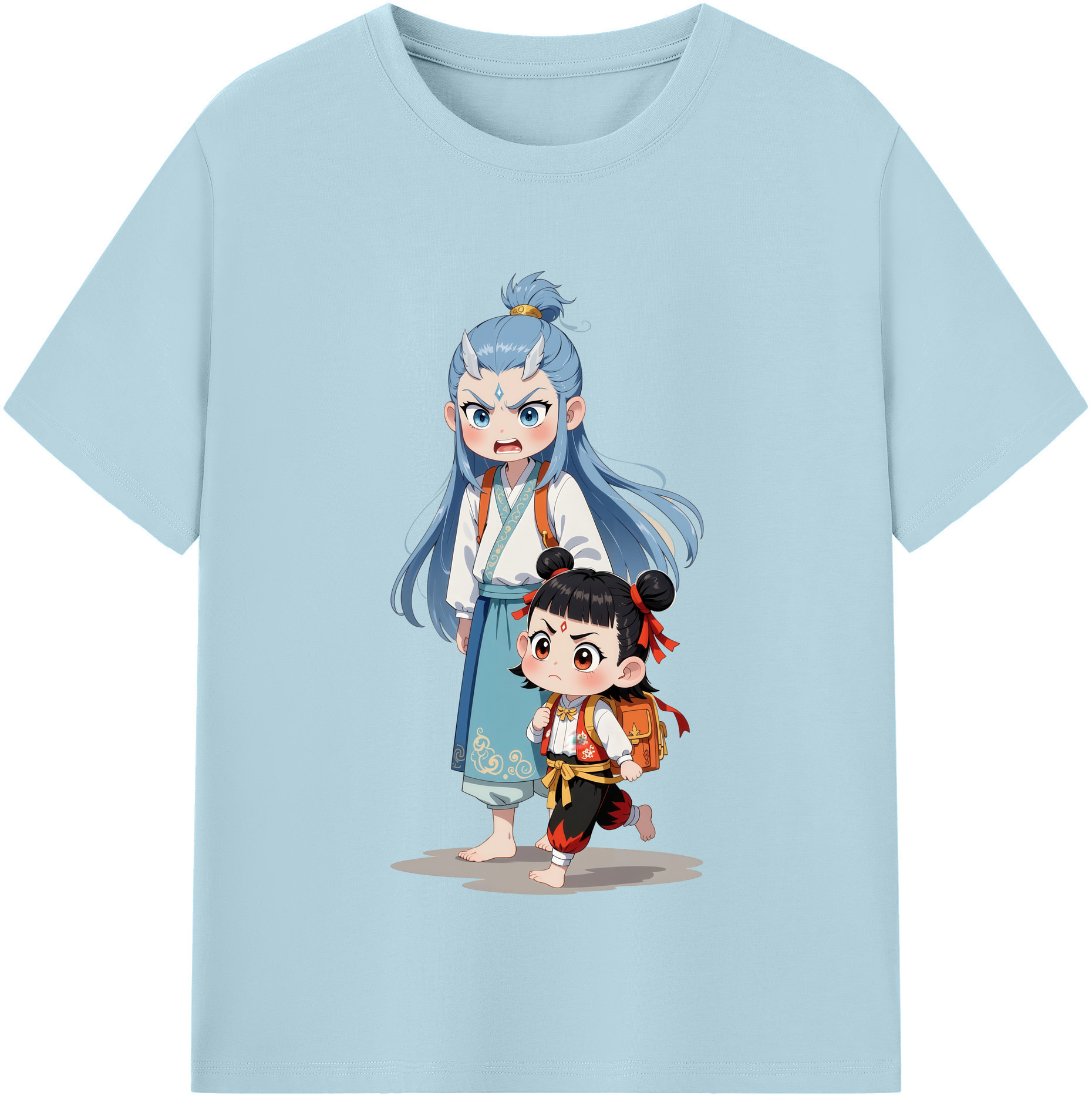 （画像用） Ne Zha 2 ナタ 魔童の大暴れ 綿100％半袖Tシャツ（フロントプリント）